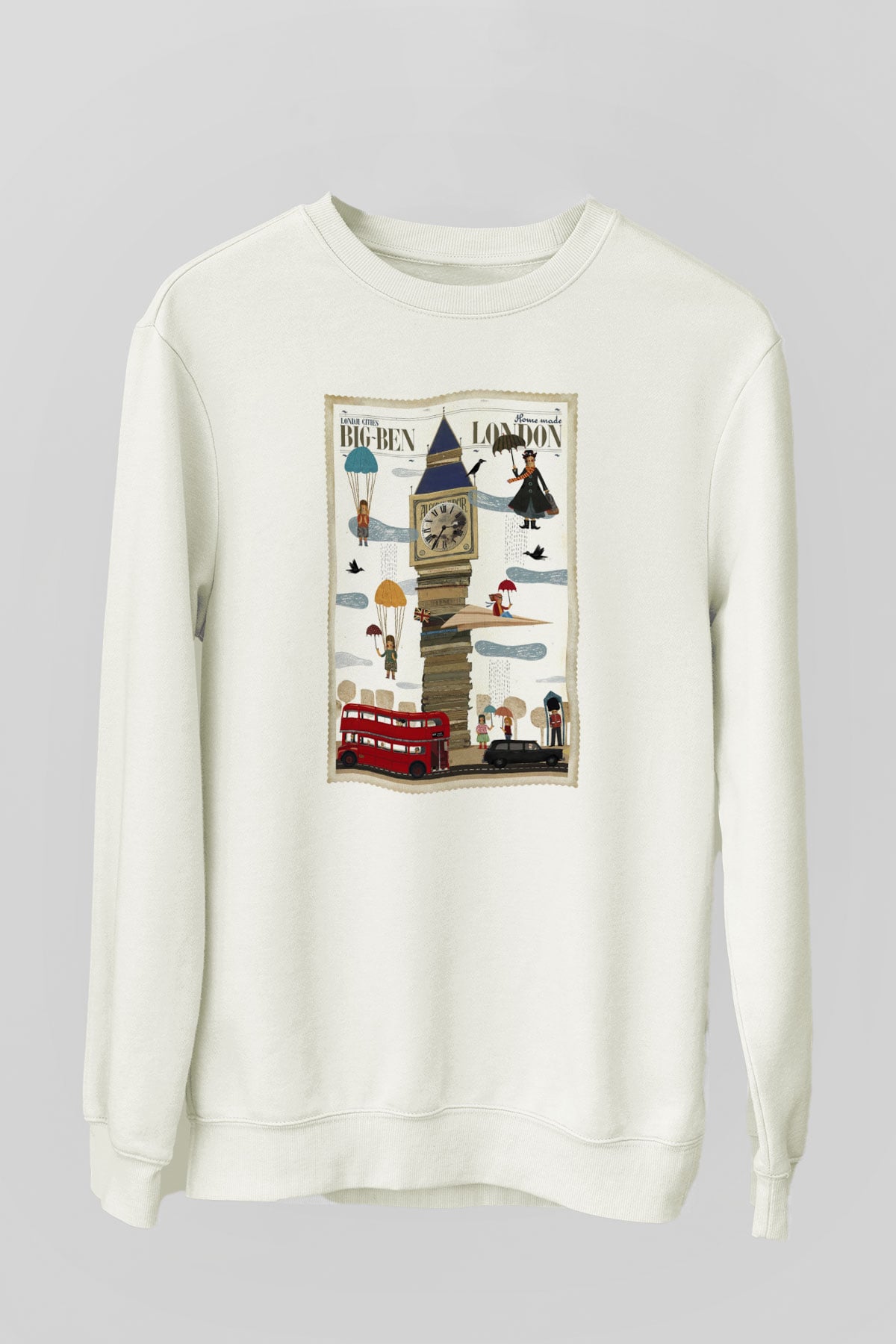 Big Ben Beyaz Unisex Sweatshirt