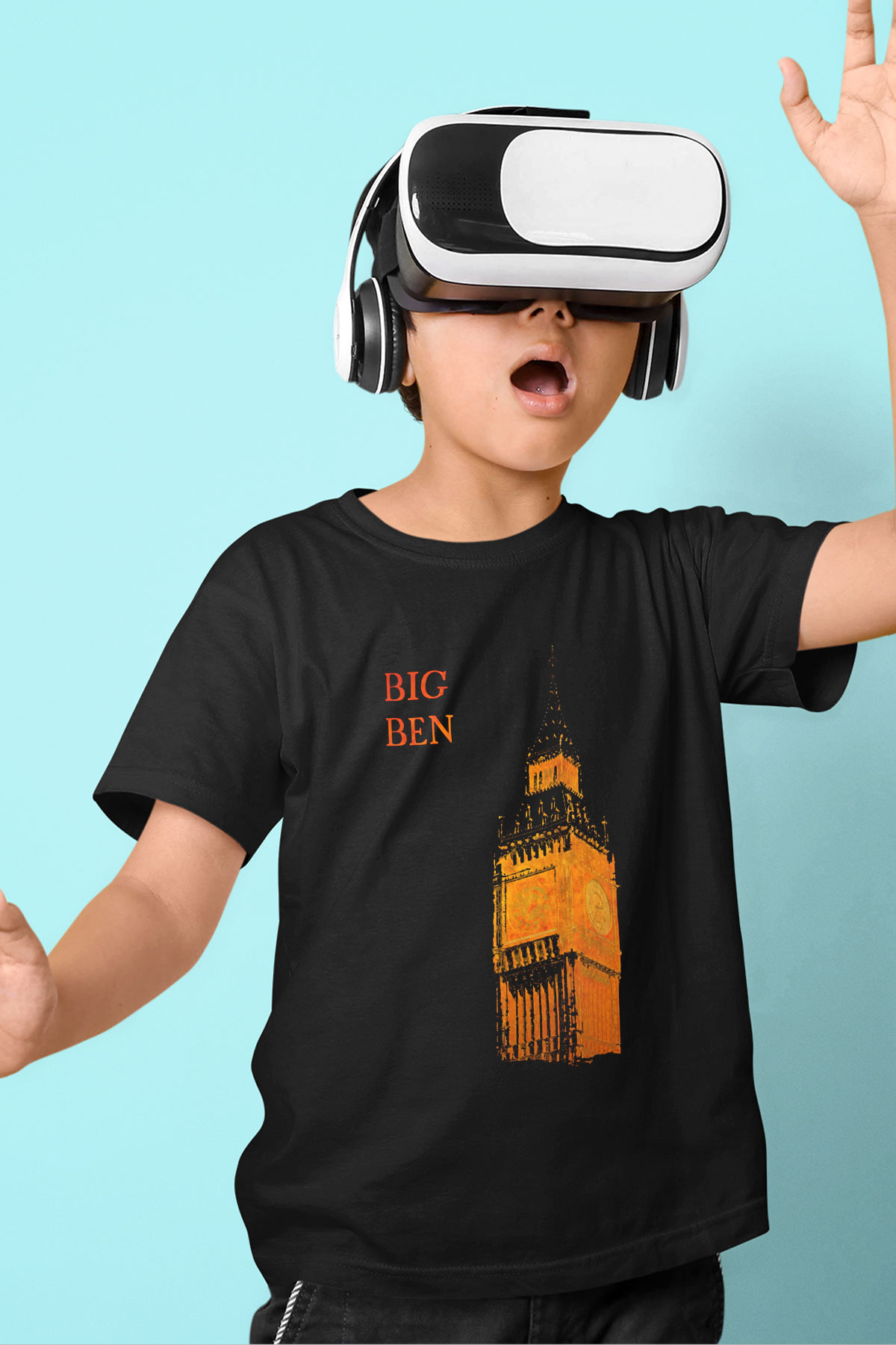 Big Ben Siyah Unisex Çocuk Tişört