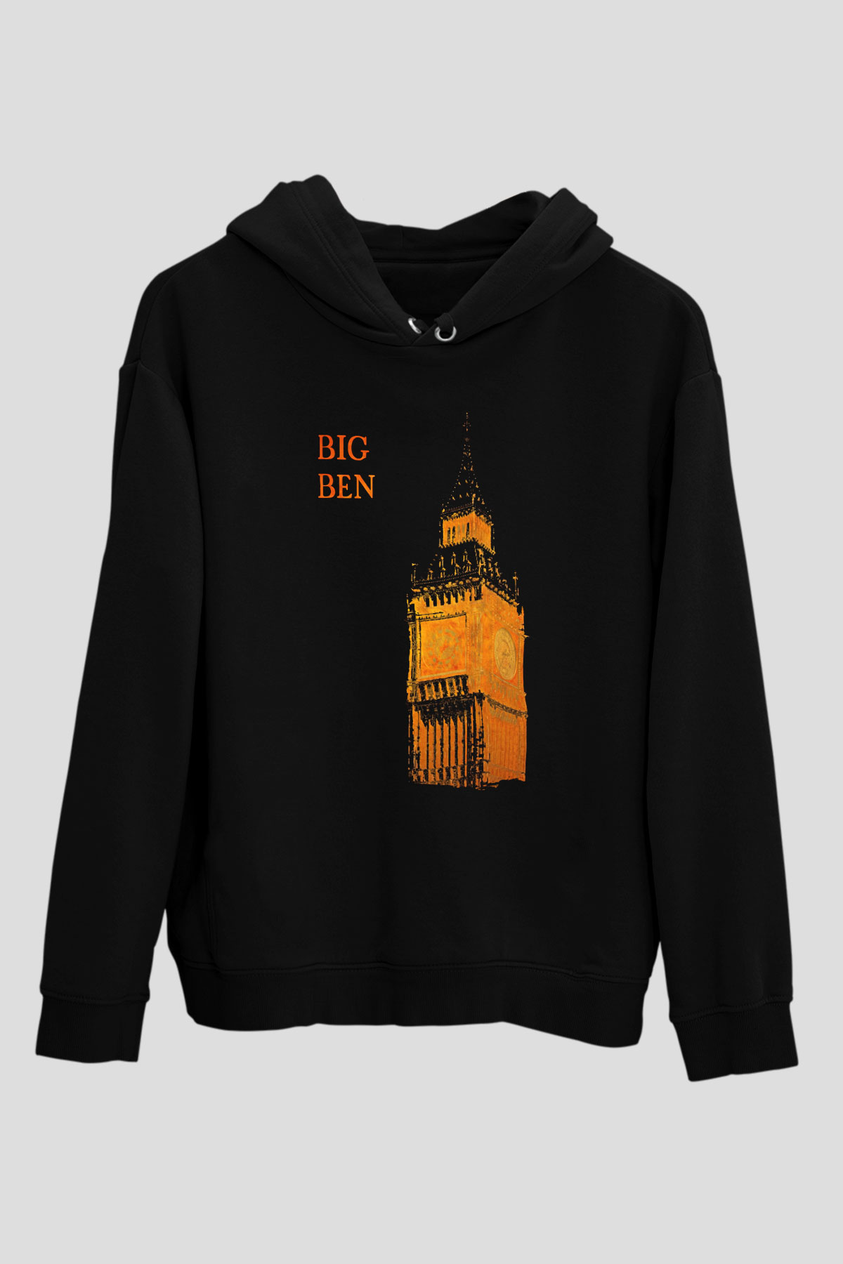 Big Ben Siyah Unisex Hoodie