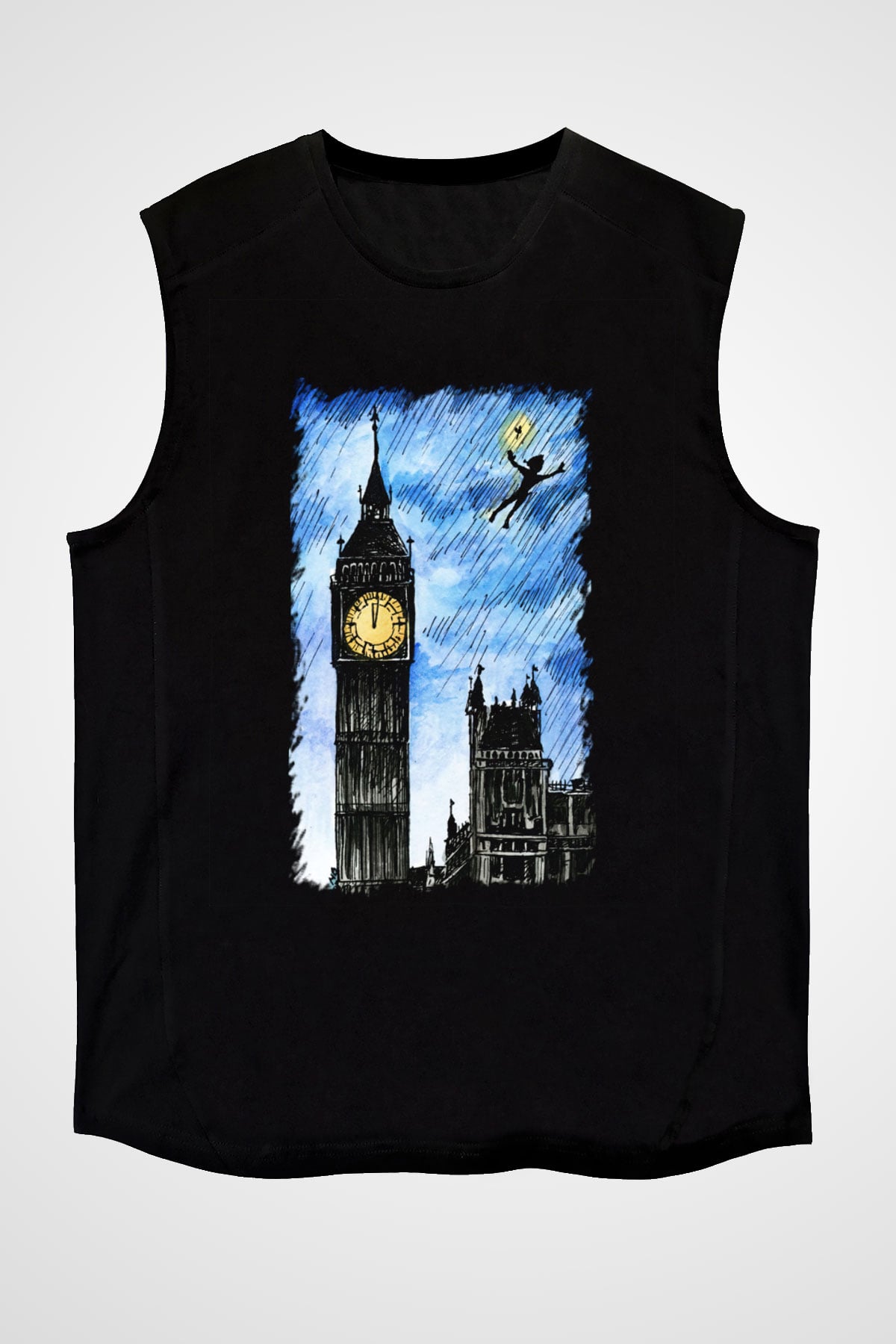 Big Ben Siyah Unisex Kolsuz Tişört
