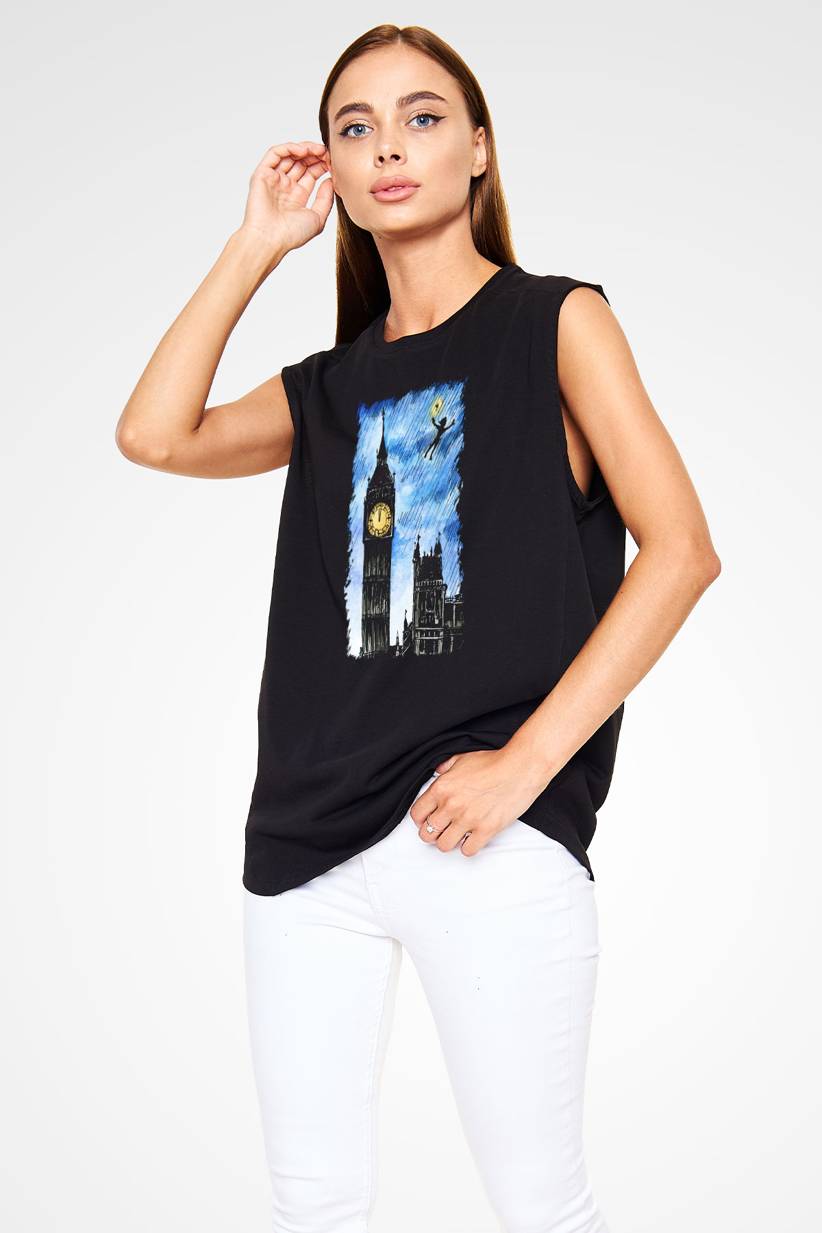 Big Ben Siyah Unisex Kolsuz Tişört