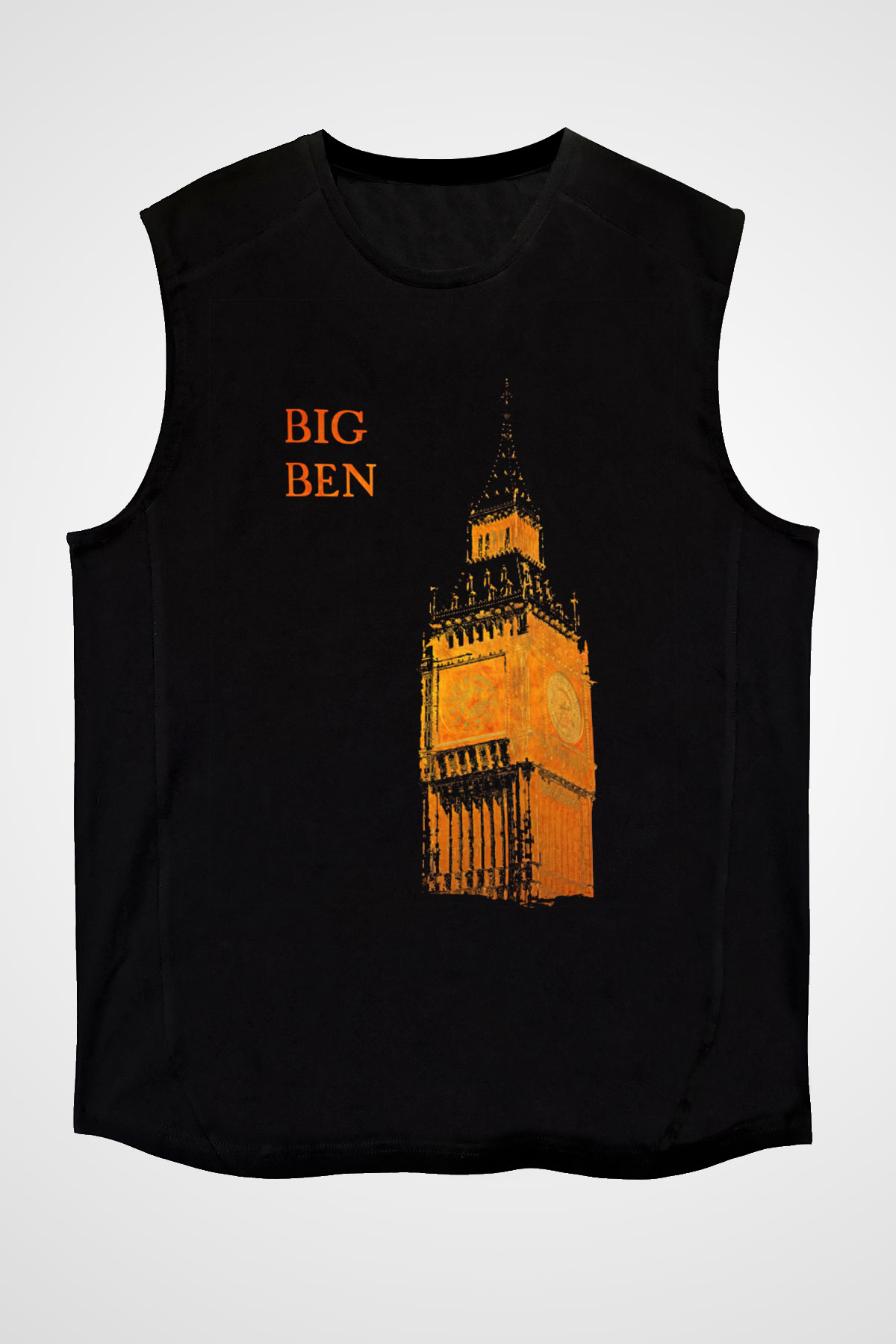 Big Ben Siyah Unisex Kolsuz Tişört