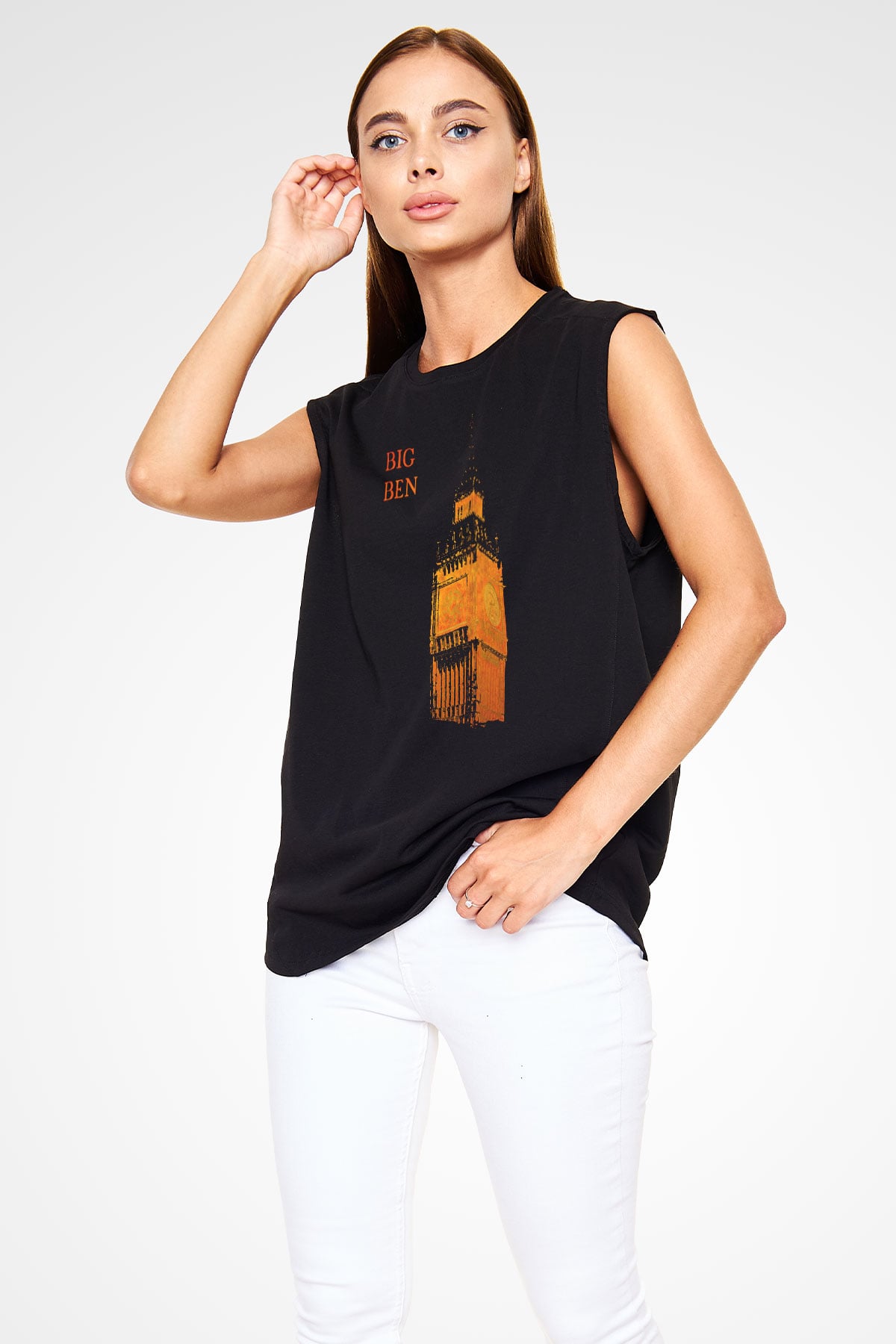 Big Ben Siyah Unisex Kolsuz Tişört