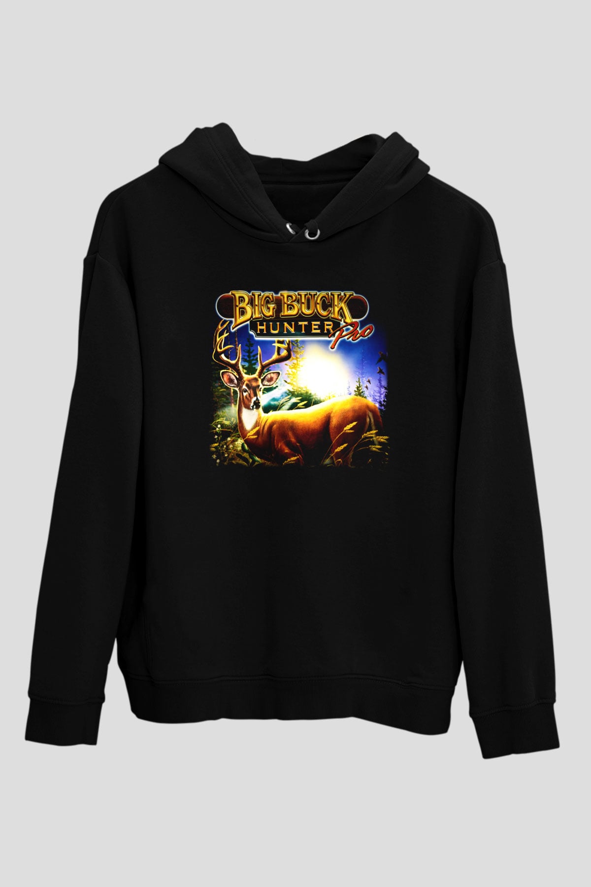 Big Buck Hunter Siyah Unisex Hoodie