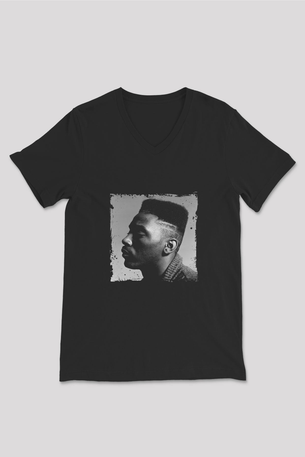 Big Daddy Kane Baskılı Unisex Siyah V Yaka Tişört