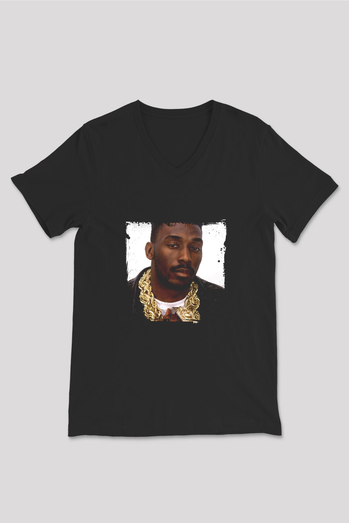 Big Daddy Kane Baskılı Unisex Siyah V Yaka Tişört