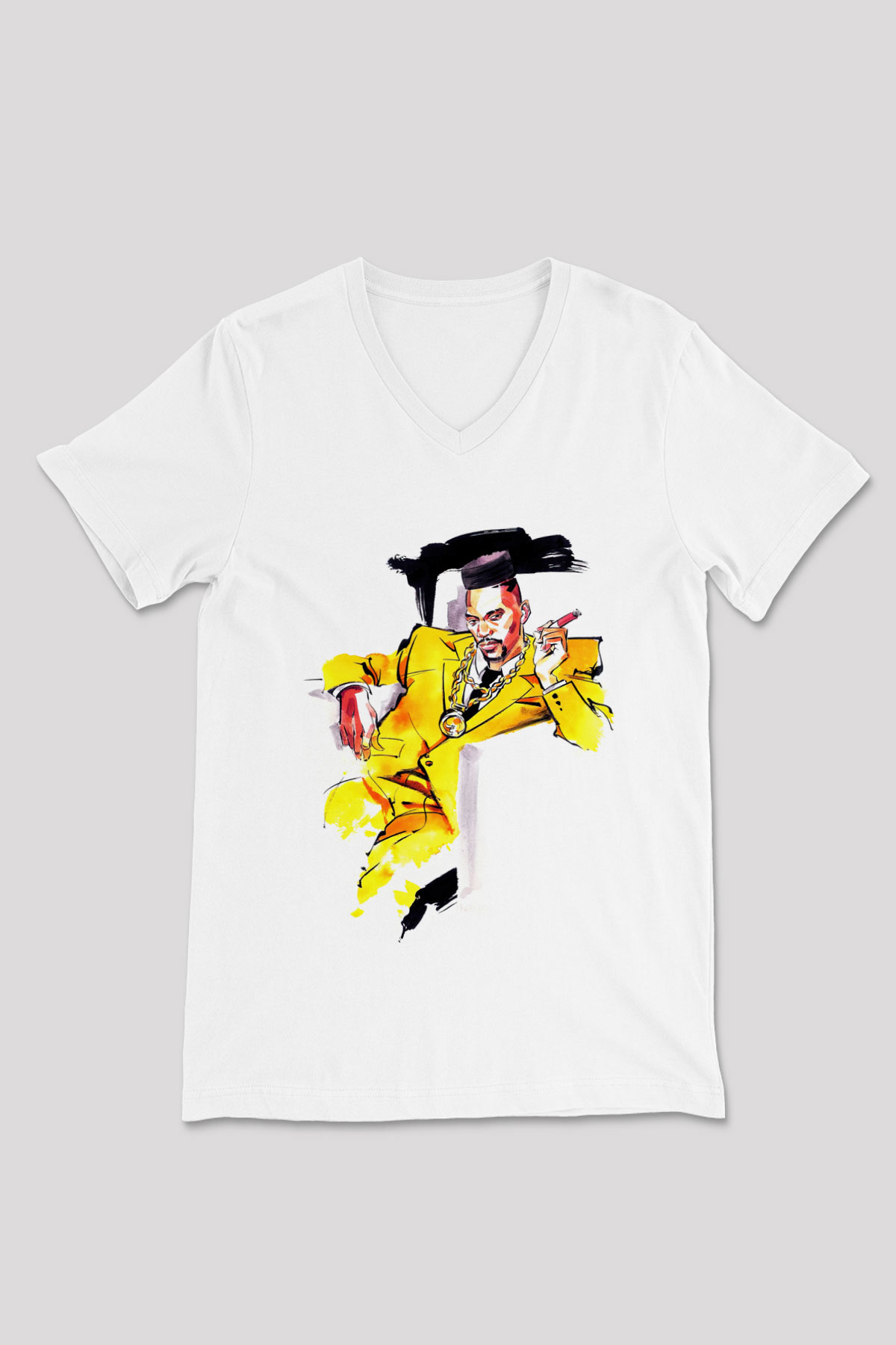 Big Daddy Kane Beyaz Unisex V Yaka Tişört T-Shirt