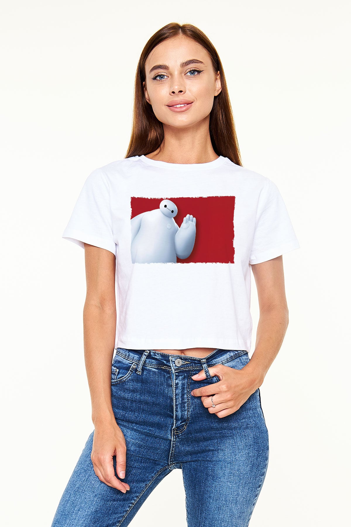 Big Hero Beyaz Croptop Tişört