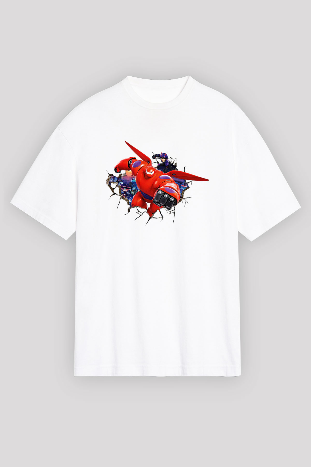 Big Hero Beyaz Unisex Oversize Tişört T-Shirt