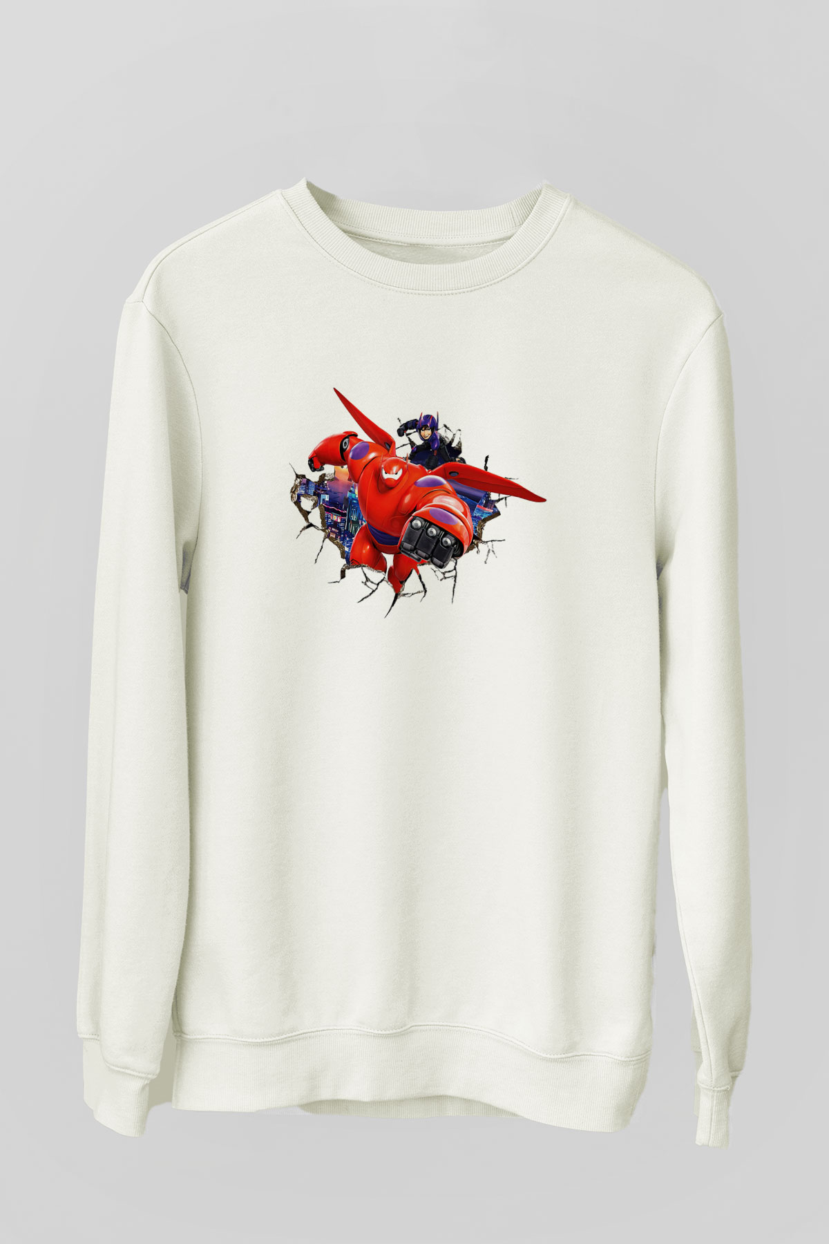 Big Hero Beyaz Unisex Sweatshirt