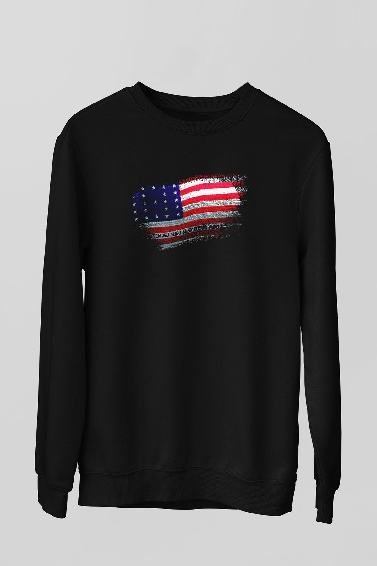Bikini Atolü - Bikini Atoll Bayrağı Baskılı Unisex Siyah Sweatshirt