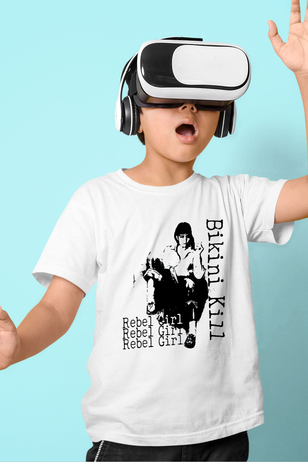 Bikini Kill Baskılı Beyaz Unisex Beyaz Çocuk Tişört - Tshirt