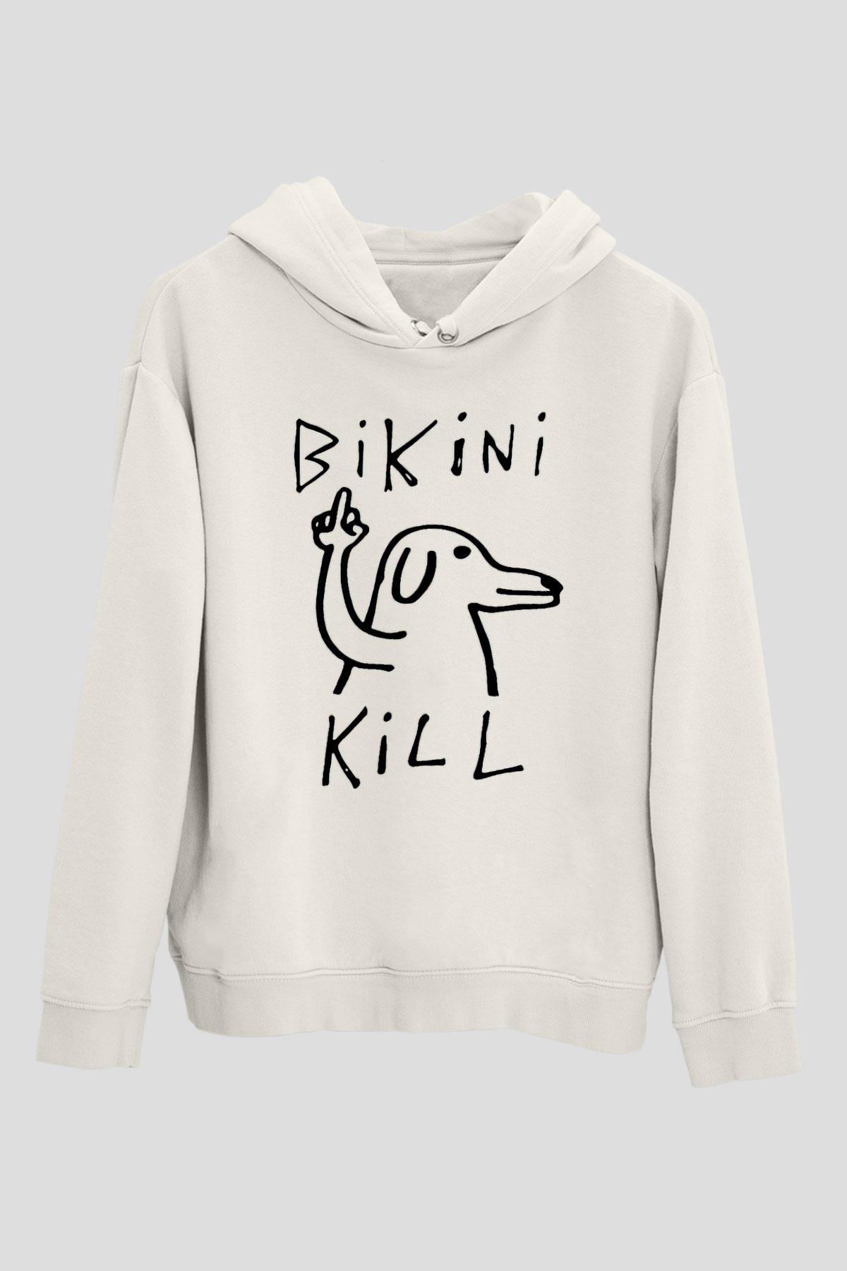 Bikini Kill Baskılı Beyaz Unisex Kapüşonlu Sweatshirt