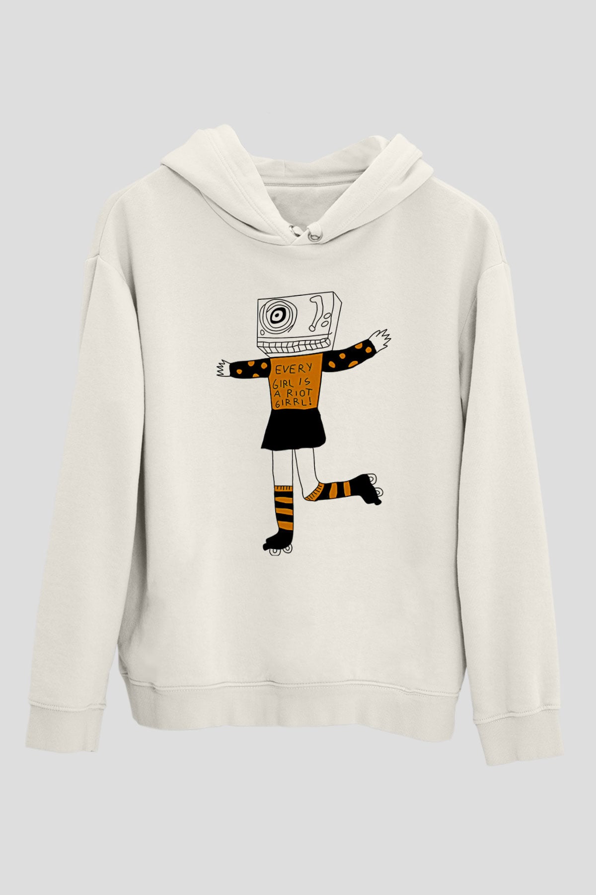 Bikini Kill Baskılı Beyaz Unisex Kapüşonlu Sweatshirt