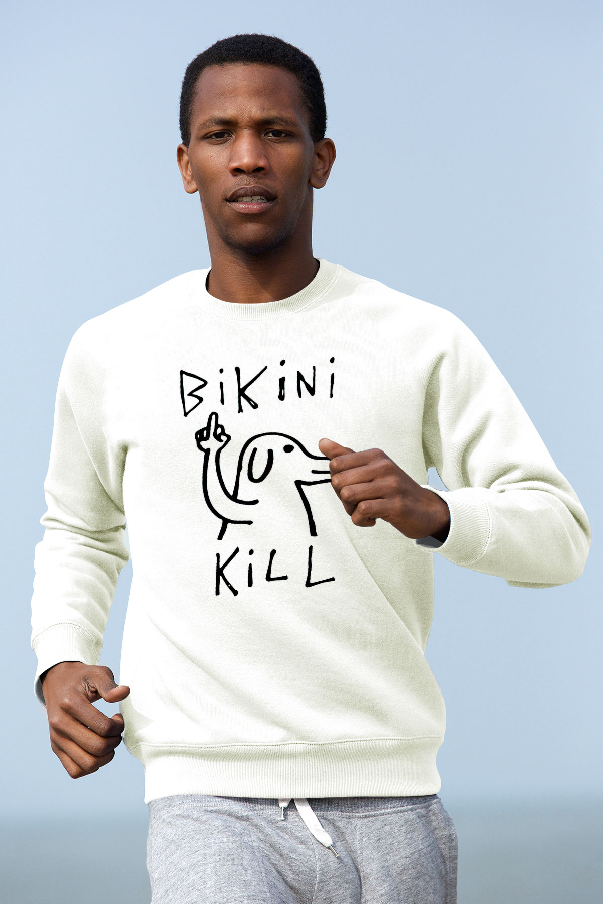 Bikini Kill Baskılı Beyaz Unisex Sweatshirt