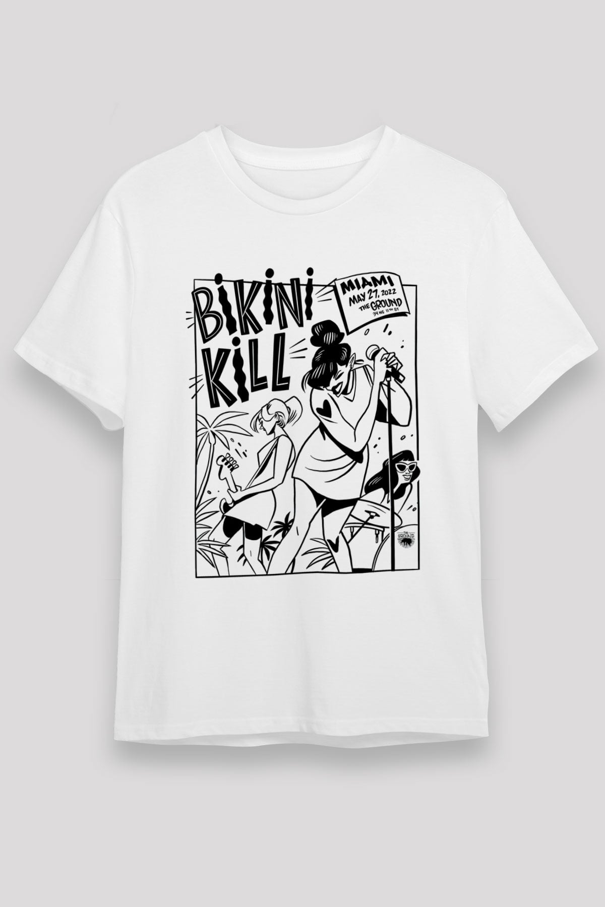 Bikini Kill Baskılı Unisex Beyaz Tişört - Tshirt