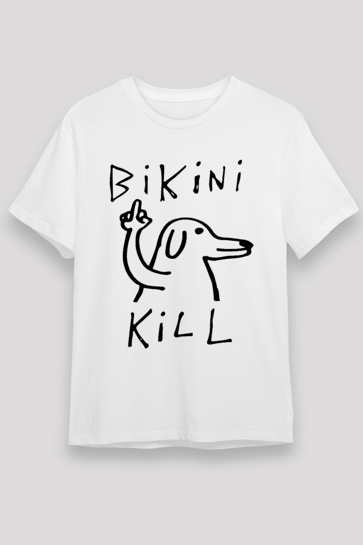 Bikini Kill Baskılı Unisex Beyaz Tişört - Tshirt
