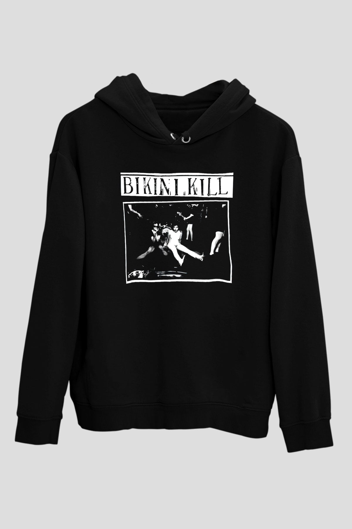 Bikini Kill Baskılı Unisex Siyah Kapüşonlu Sweatshirt