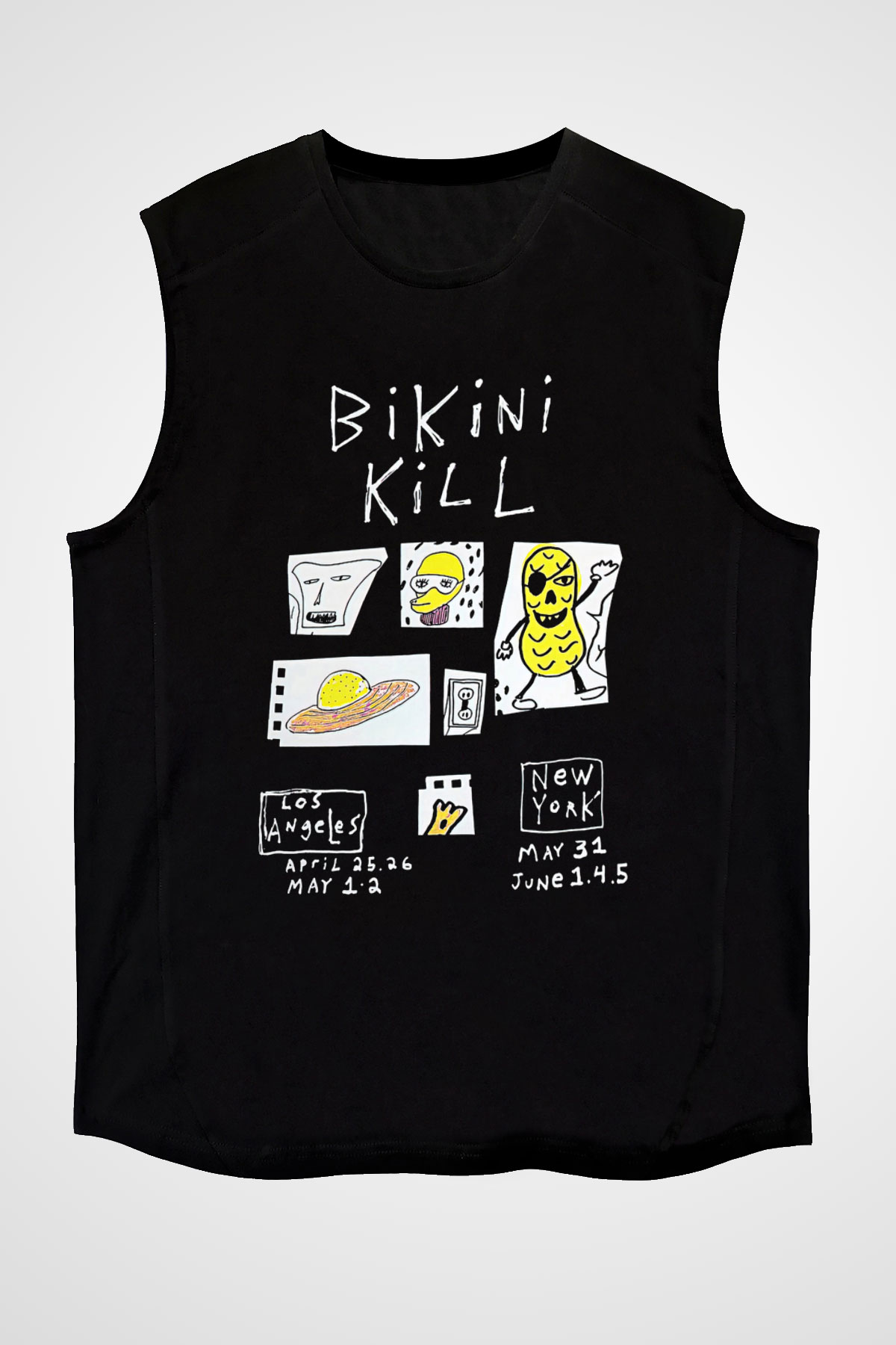 Bikini Kill Baskılı Unisex Siyah Kolsuz Tişört - Tshirt