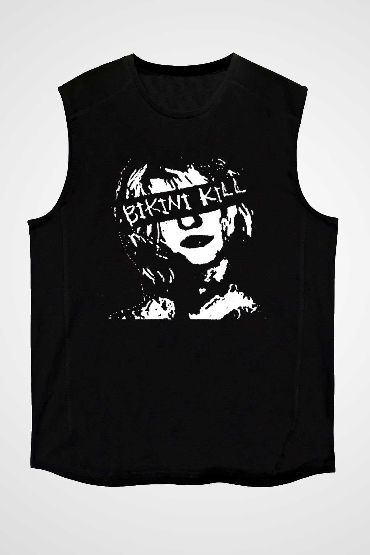 Bikini Kill Baskılı Unisex Siyah Kolsuz Tişört - Tshirt