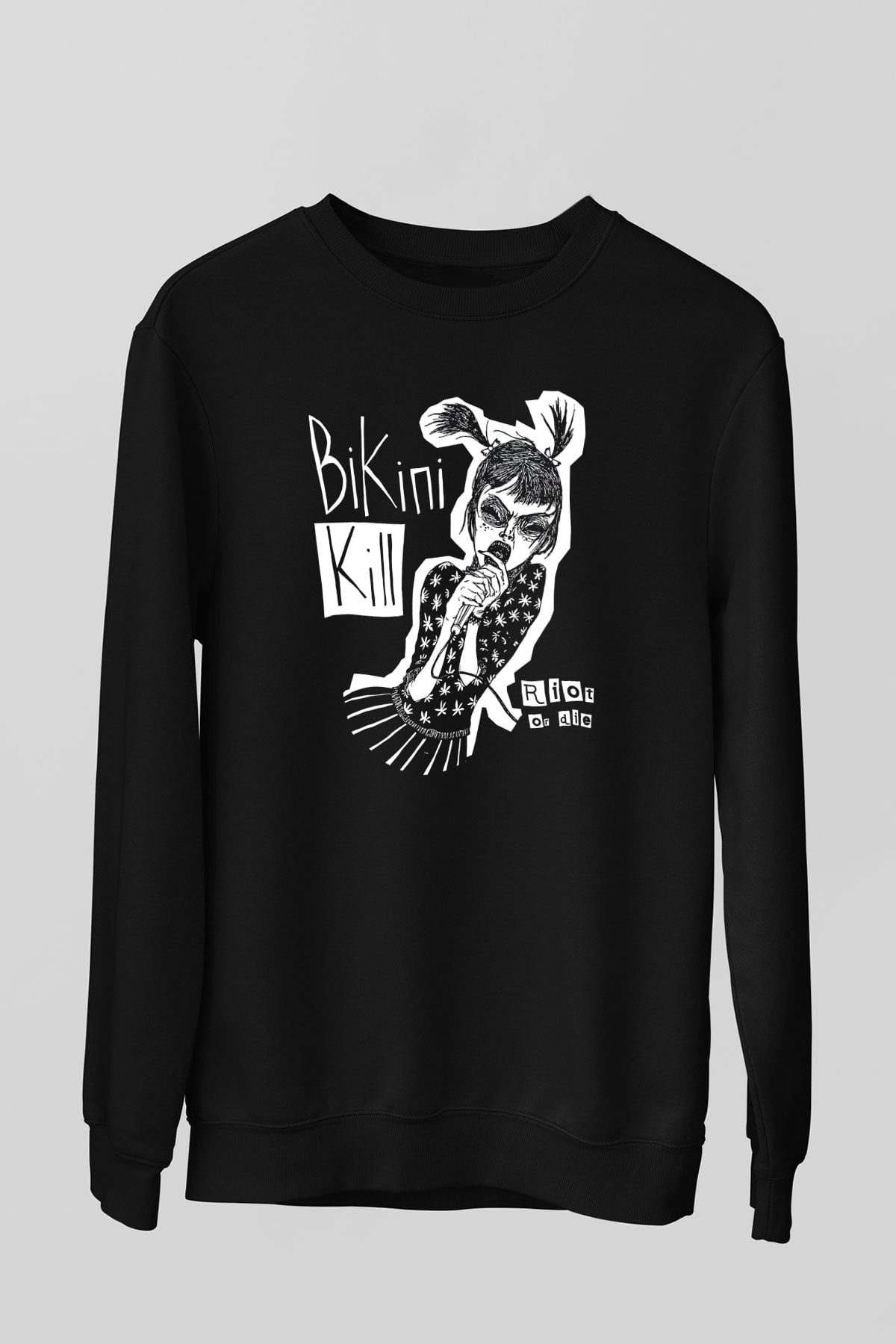 Bikini Kill Baskılı Unisex Siyah Sweatshirt