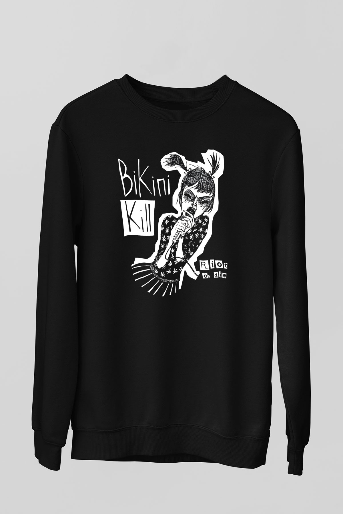 Bikini Kill Baskılı Unisex Siyah Sweatshirt