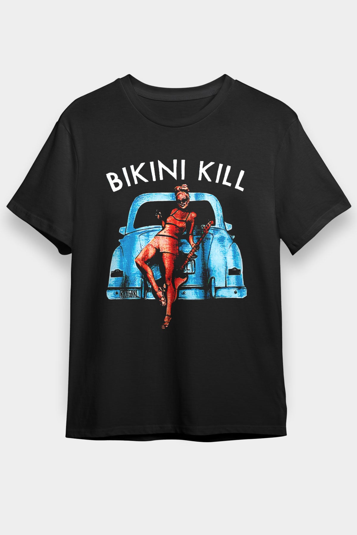 Bikini Kill Baskılı Unisex Siyah Tişört - Tshirt