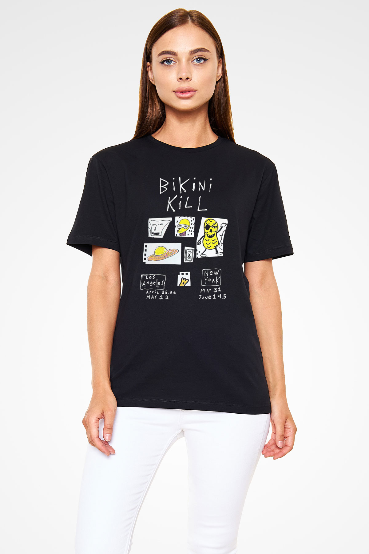 Bikini Kill Baskılı Unisex Siyah Tişört - Tshirt