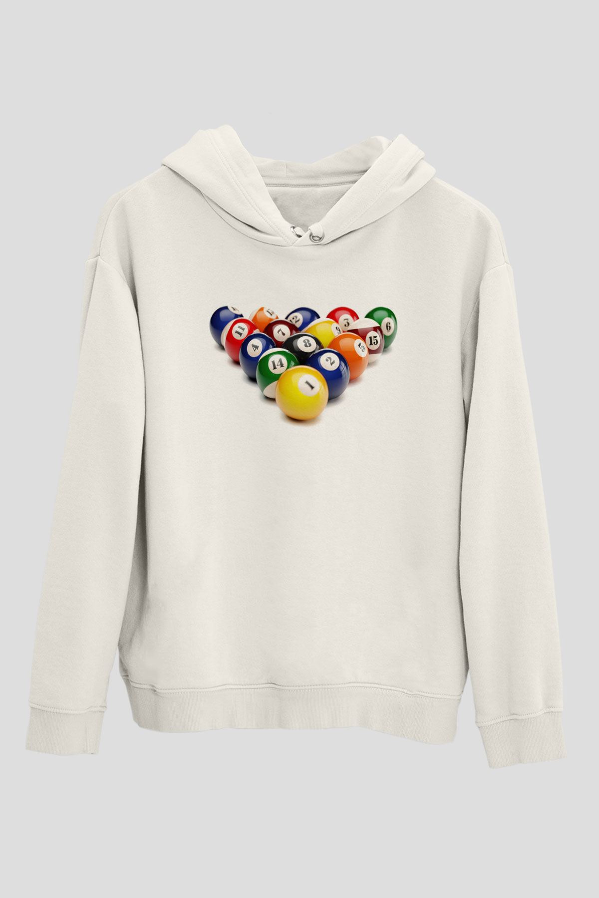 Bilardo Beyaz Unisex Hoodie
