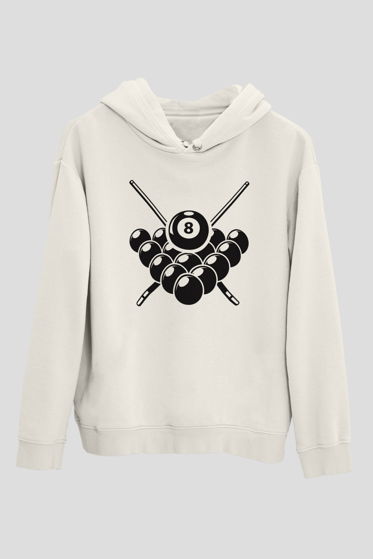 Bilardo Beyaz Unisex Hoodie