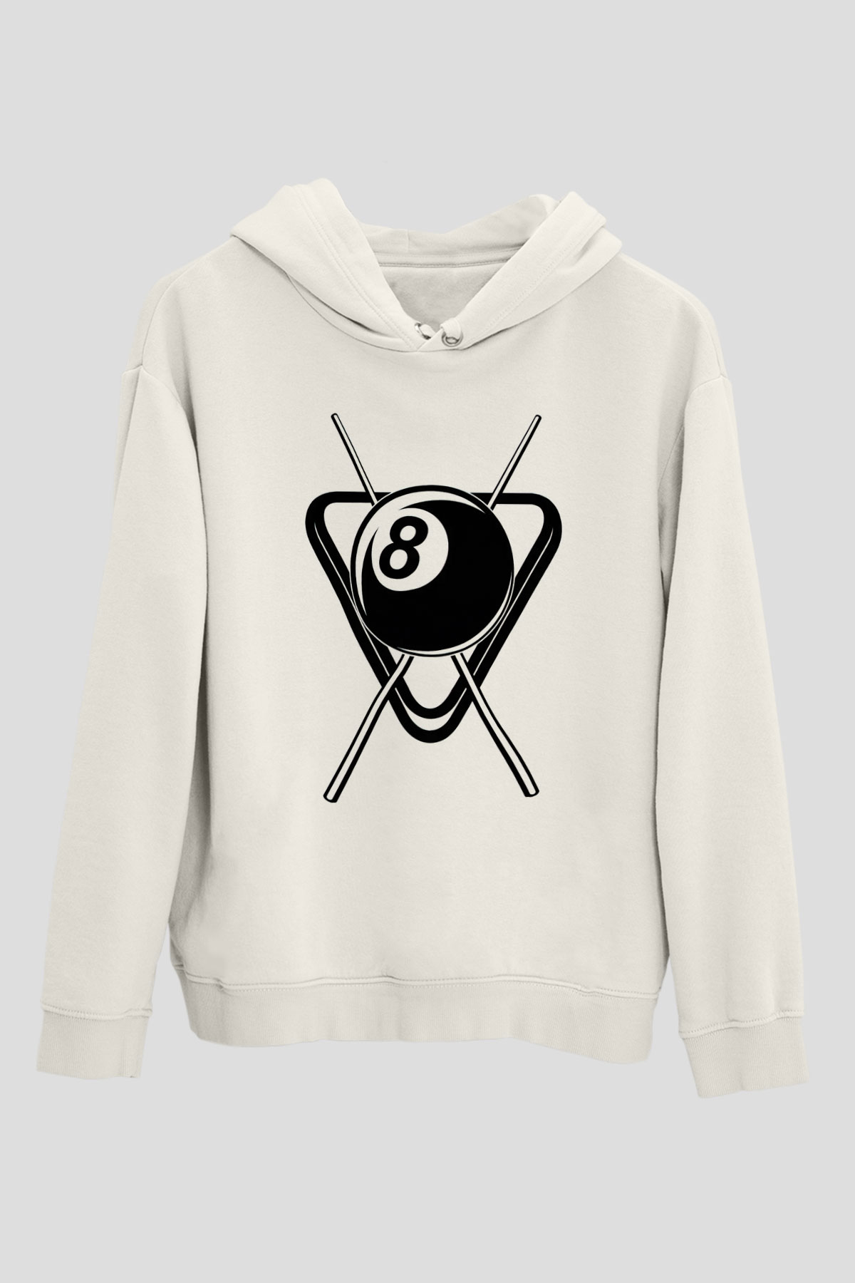 Bilardo Beyaz Unisex Kapüşonlu Sweatshirt