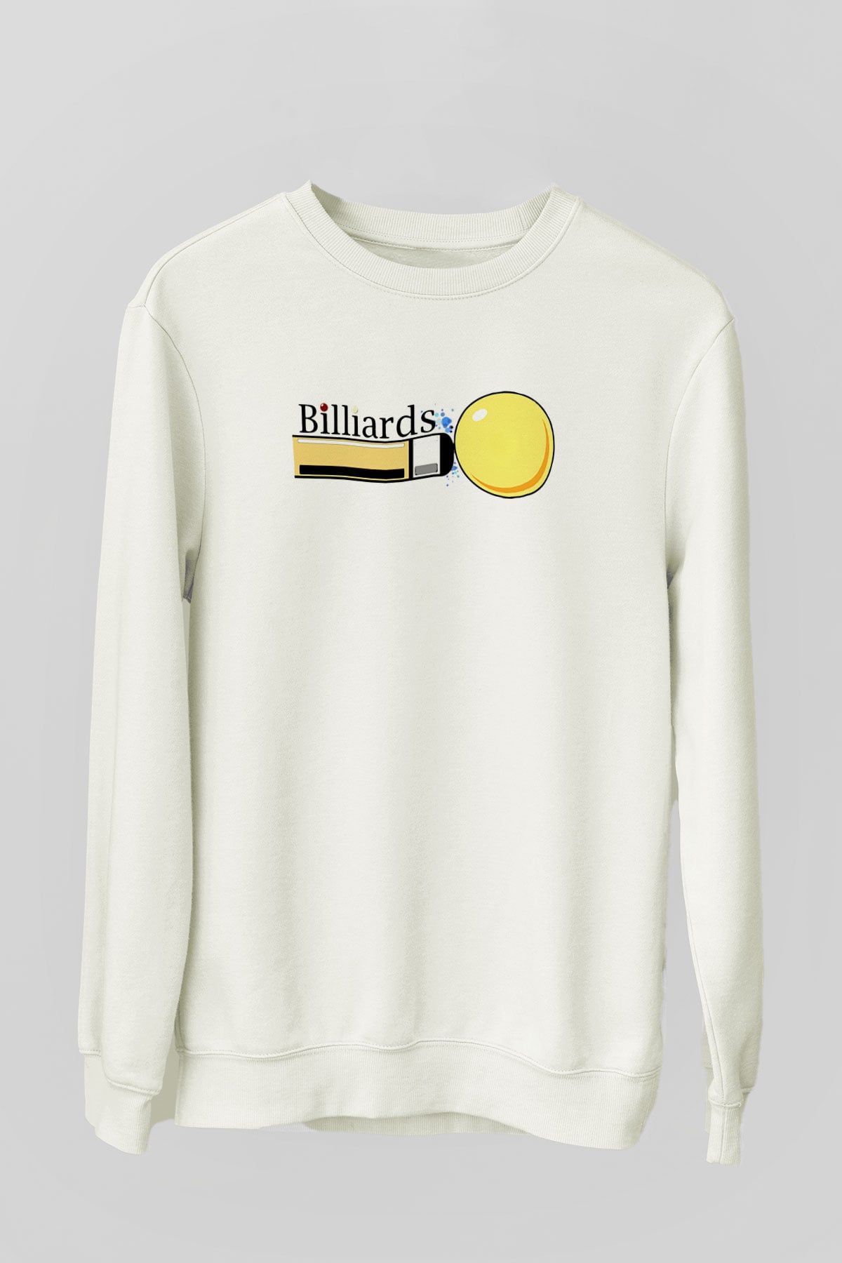 Bilardo Beyaz Unisex Sweatshirt