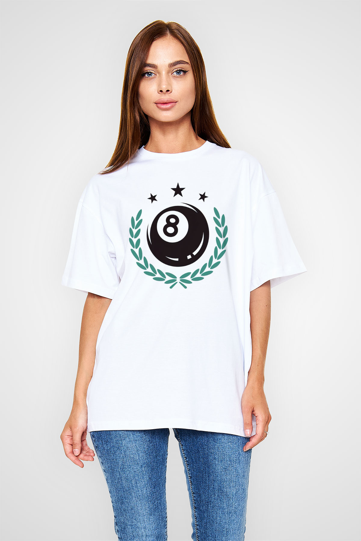 Bilardo Beyaz Unisex Tişört T-Shirt - TişörtFabrikası