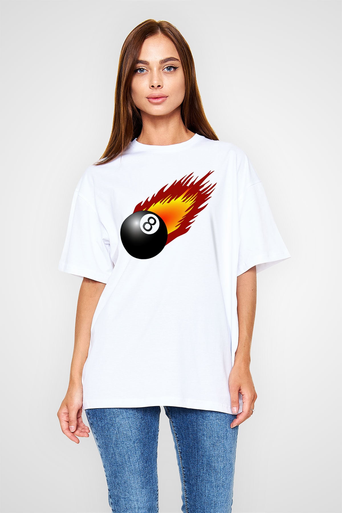 Bilardo Beyaz Unisex Tişört T-Shirt - TişörtFabrikası