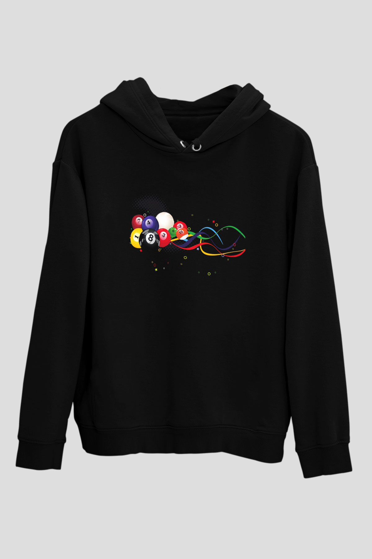 Bilardo Siyah Unisex Hoodie