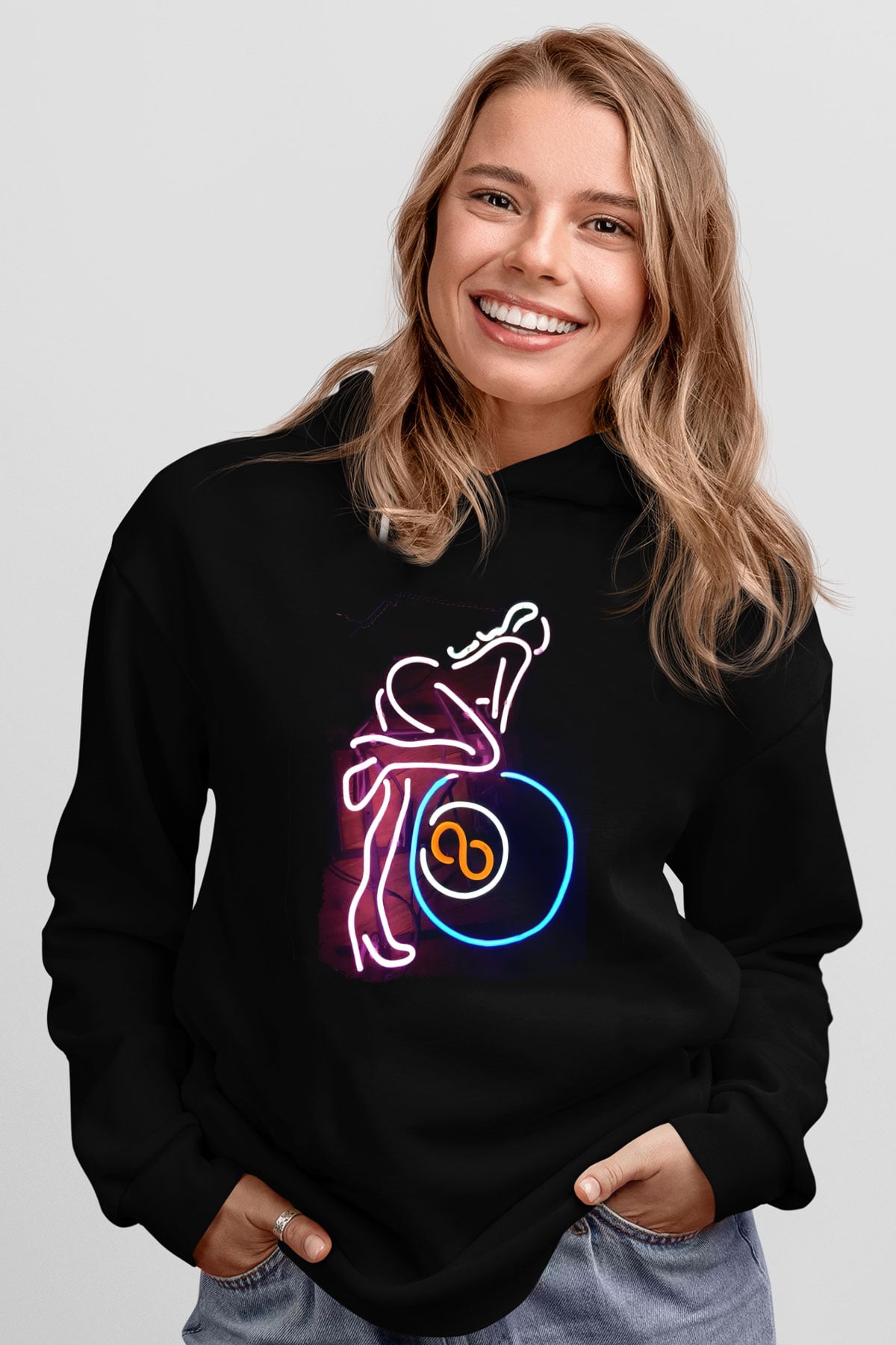 Bilardo Siyah Unisex Kapüşonlu Sweatshirt