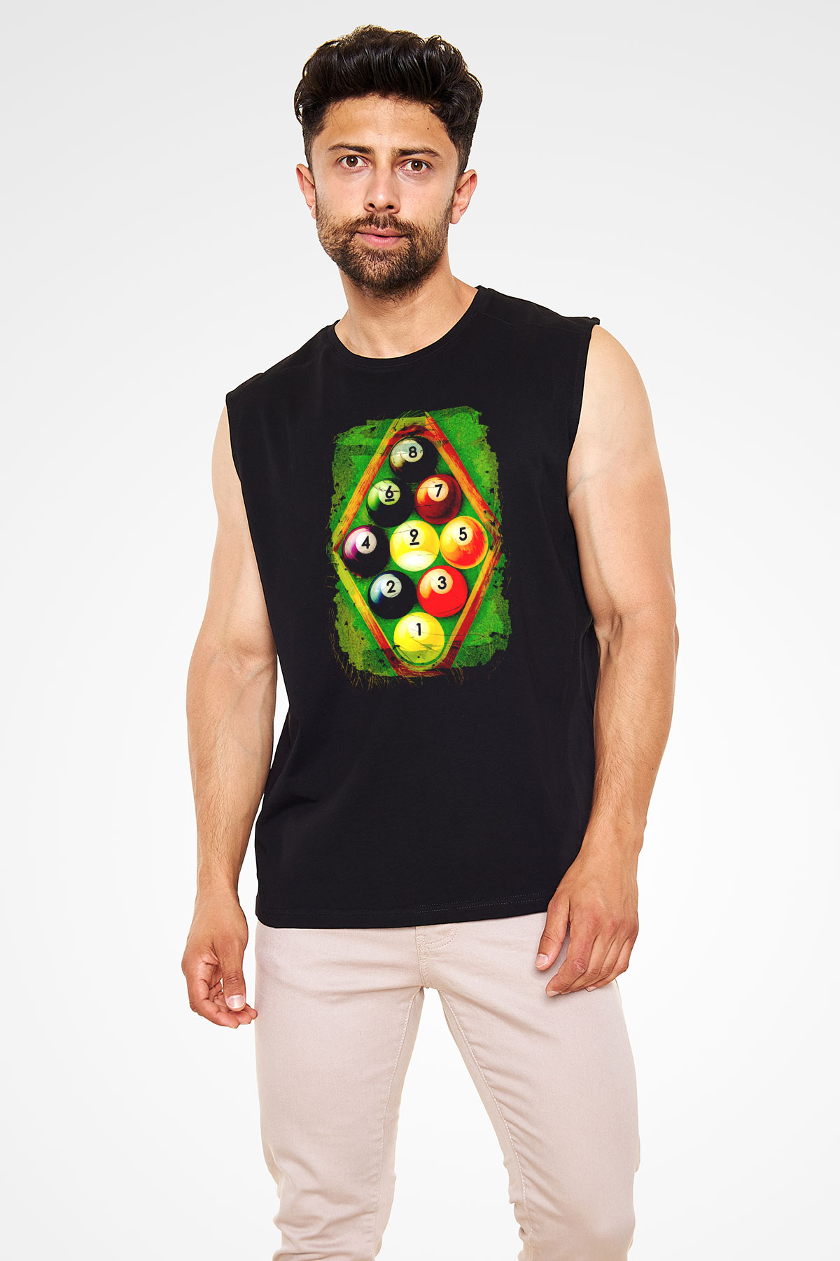 Bilardo Siyah Unisex Kolsuz Tişört
