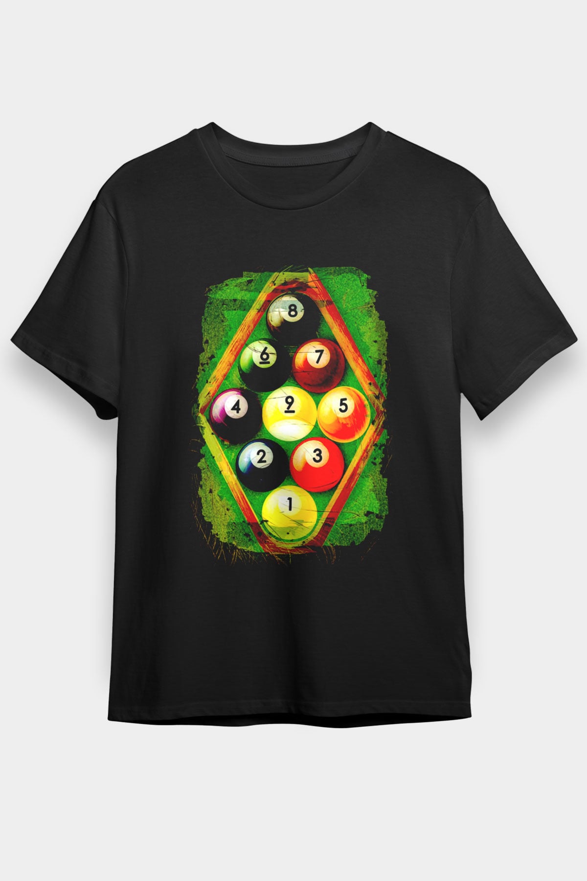 Bilardo Siyah Unisex Tişört T-Shirt - TişörtFabrikası