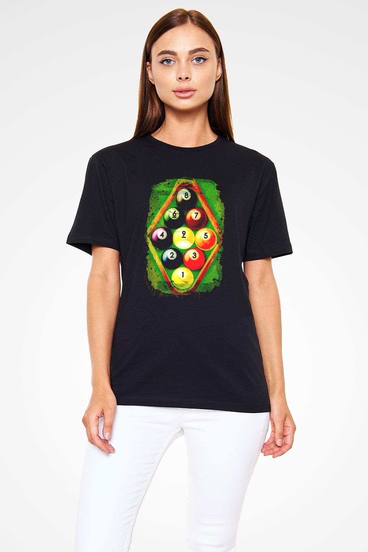 Bilardo Siyah Unisex Tişört T-Shirt - TişörtFabrikası