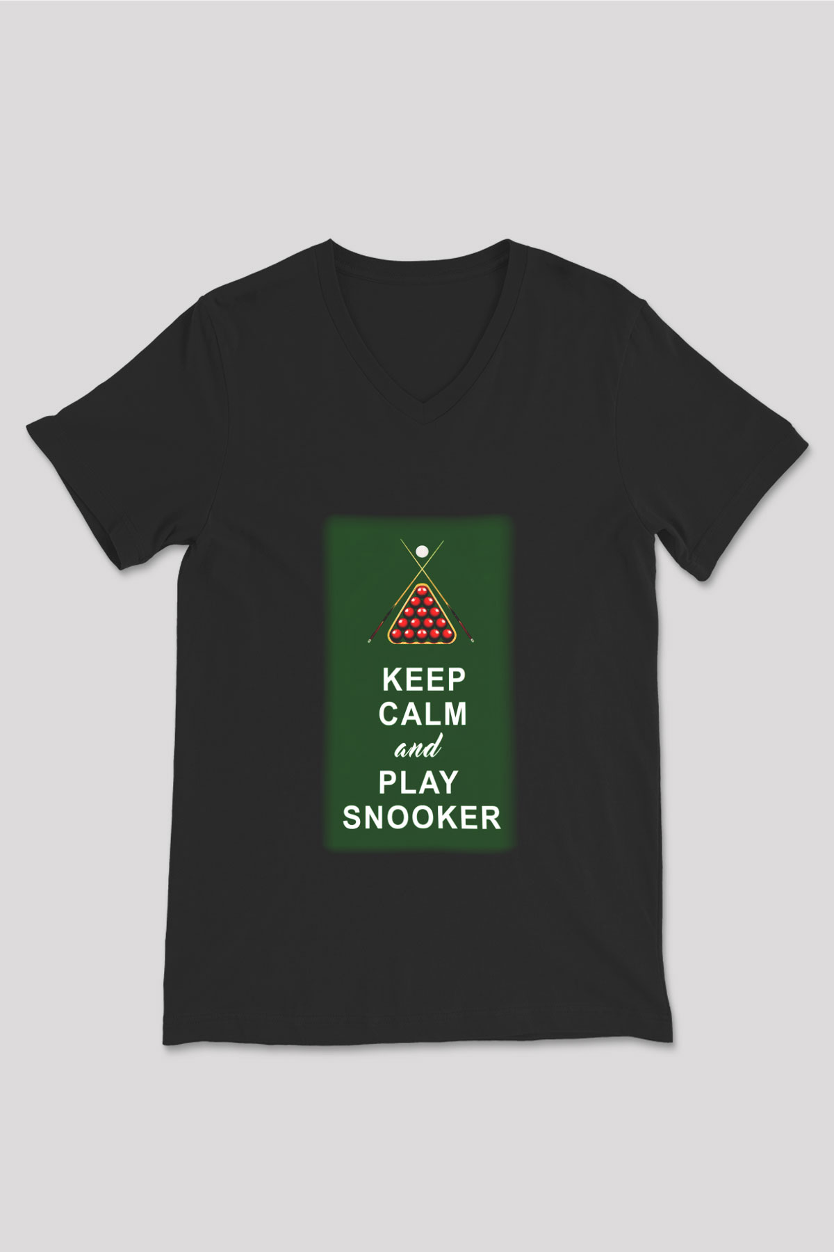Bilardo Siyah Unisex V Yaka Tişört T-Shirt