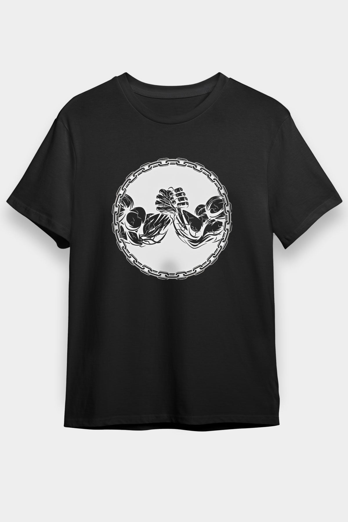 Bilek Güreşi - Arm Wrestling Baskılı Unisex Siyah Tişört - Tshirt