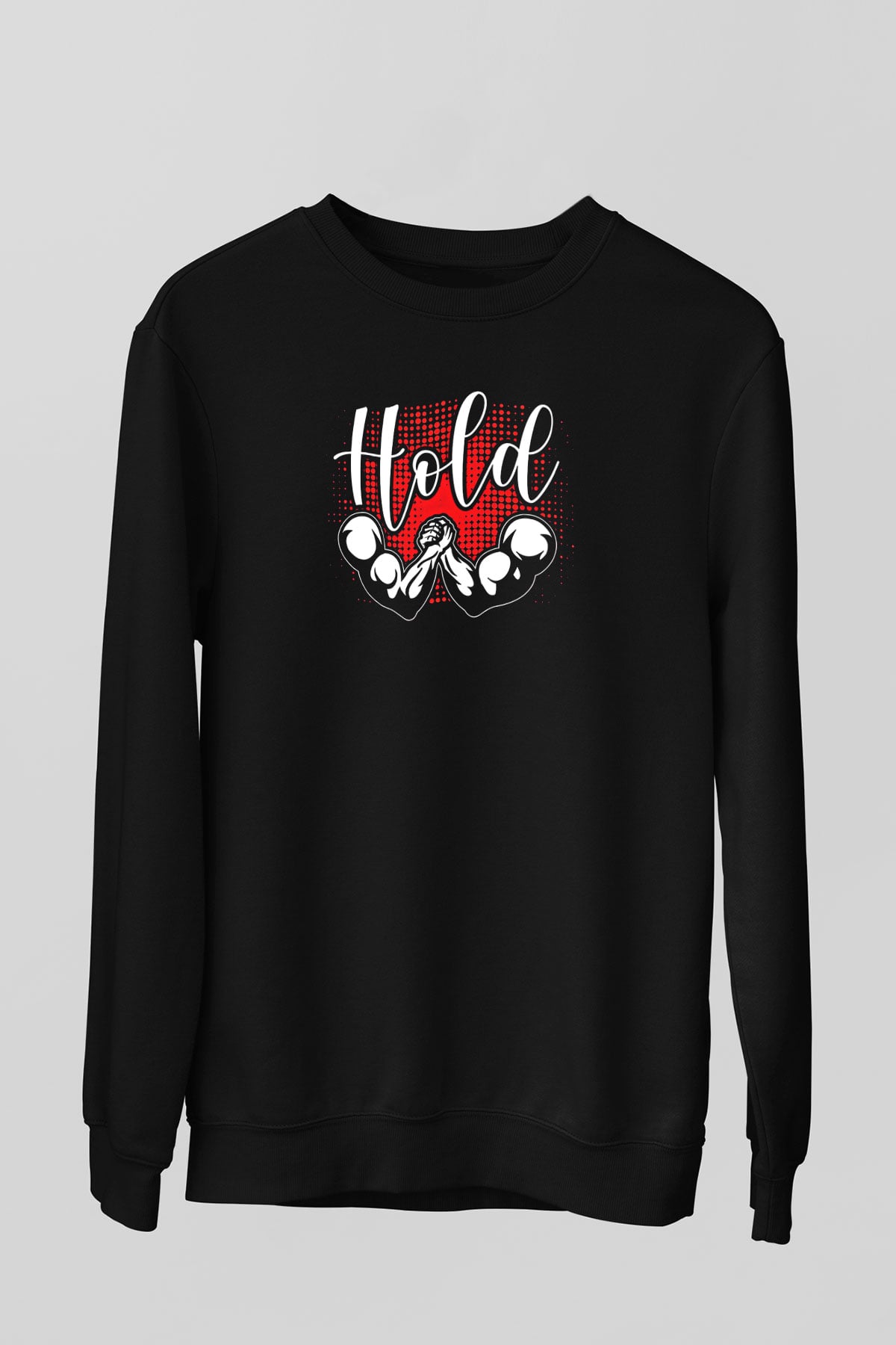 Bilek Güreşi - Arm Wrestling Baskılı Unisex Siyah Sweatshirt