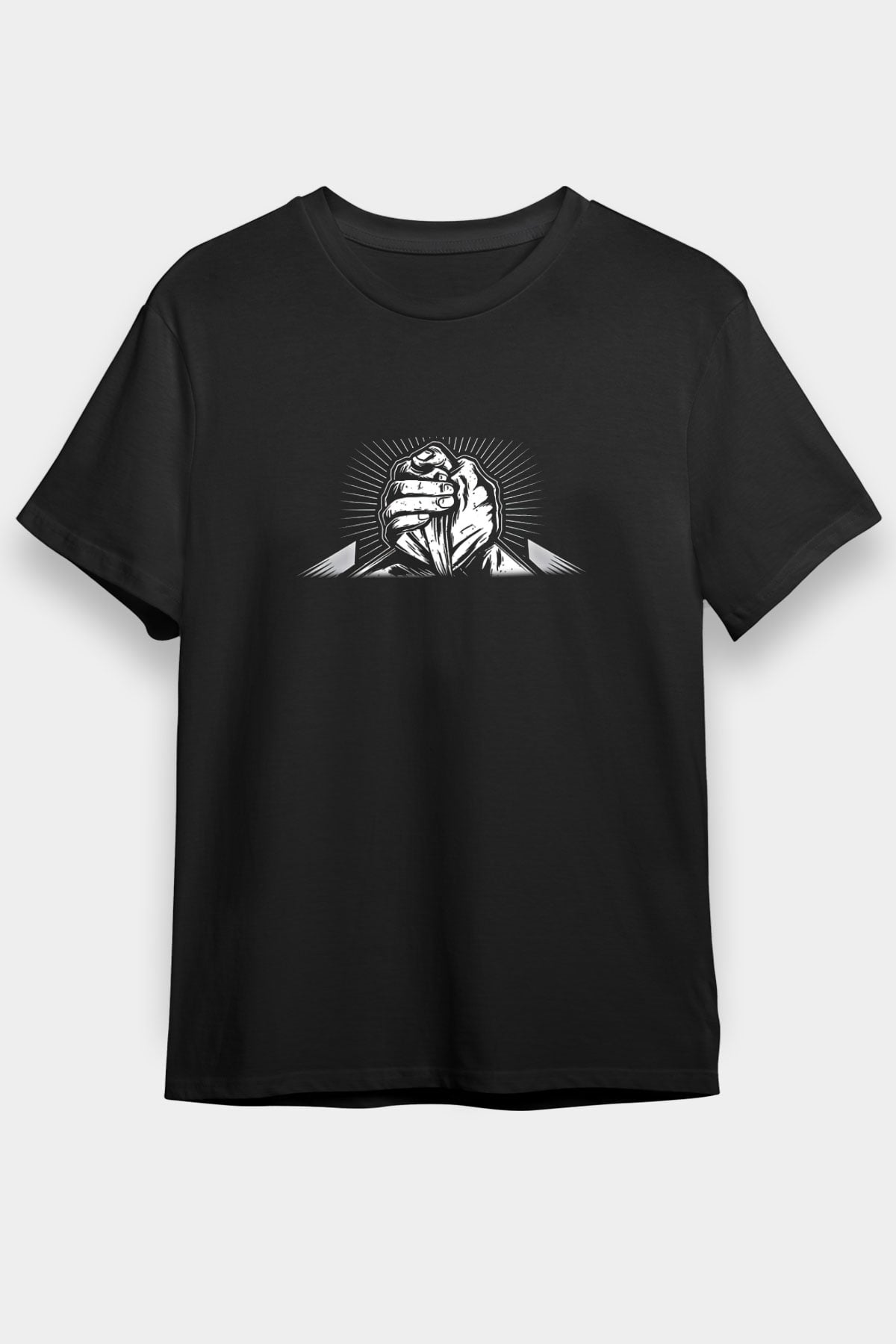 Bilek Güreşi - Arm Wrestling Baskılı Unisex Siyah Tişört - Tshirt
