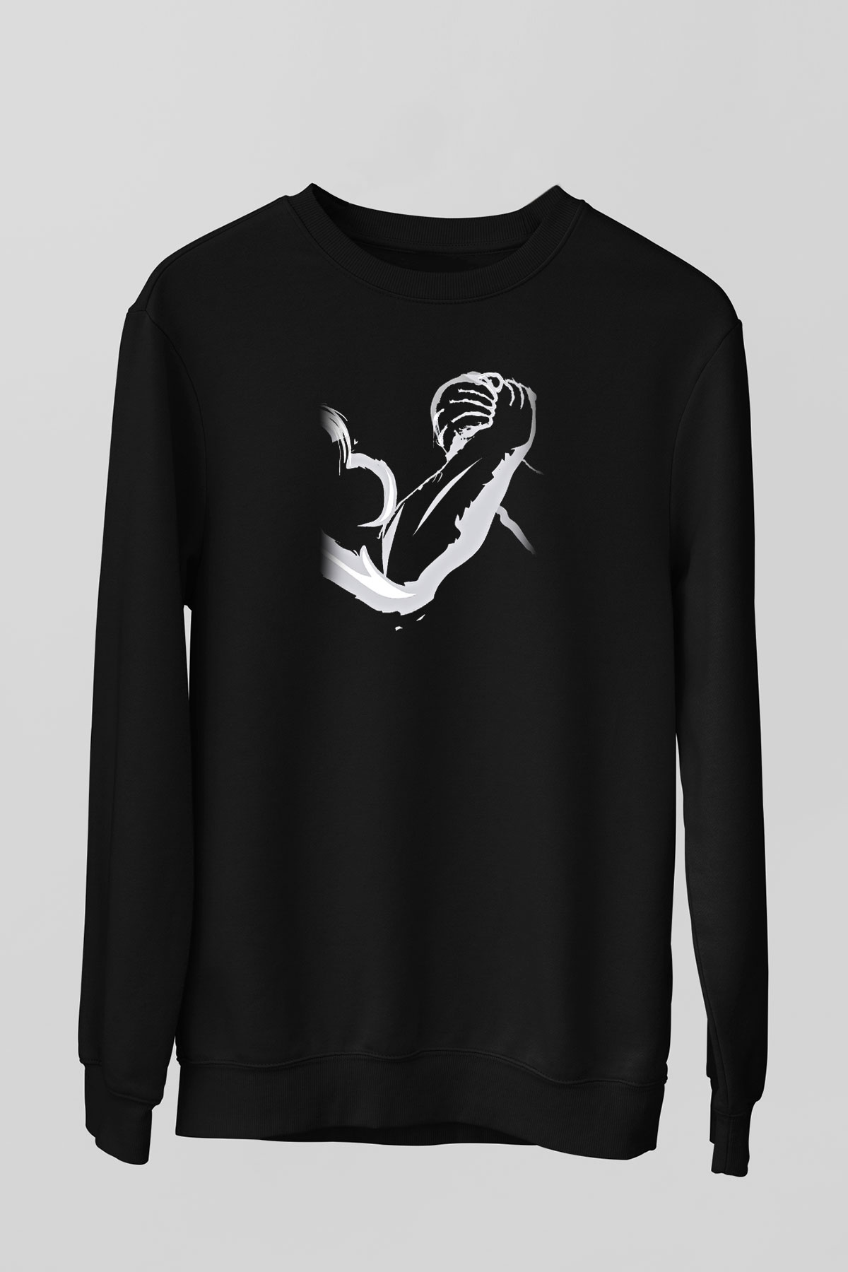 Bilek Güreşi - Arm Wrestling Baskılı Unisex Siyah Sweatshirt