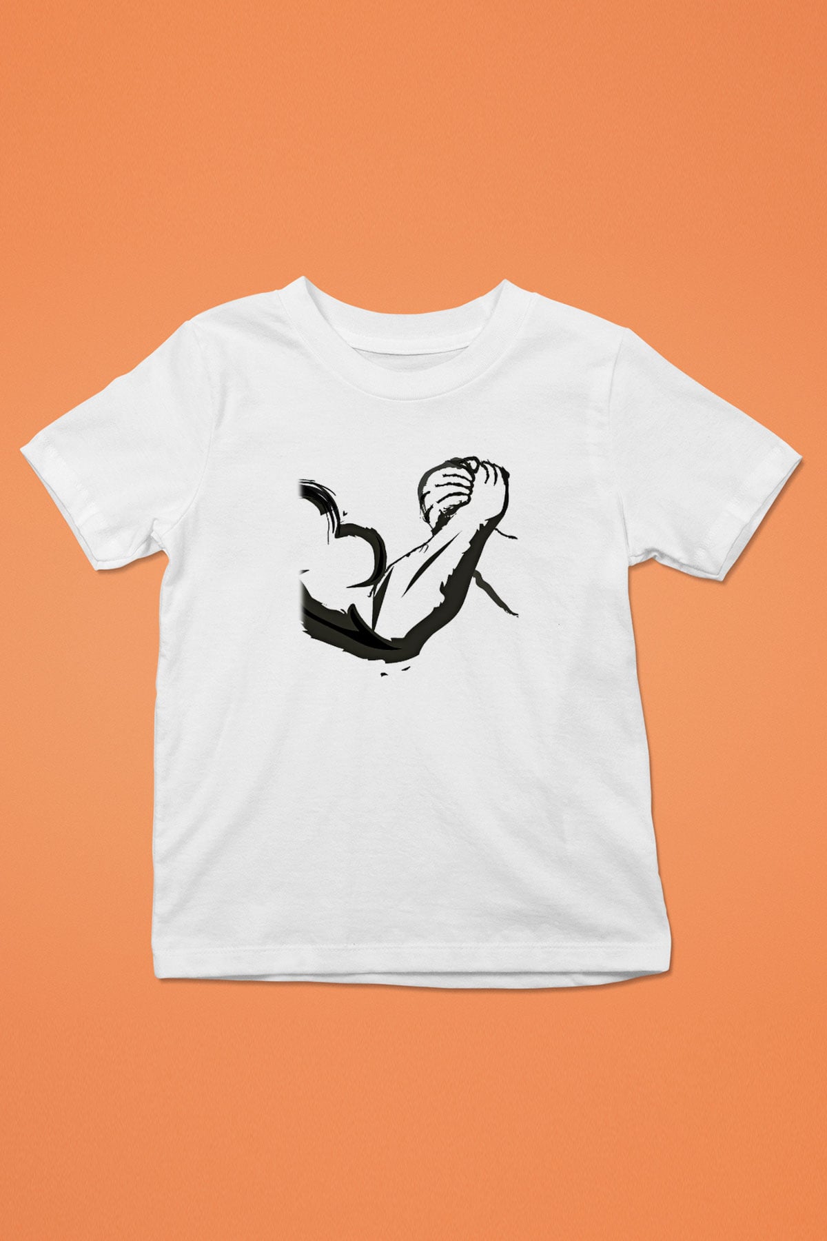 Bilek Güreşi Baskılı Unisex Beyaz Çocuk Tişört - Tshirt
