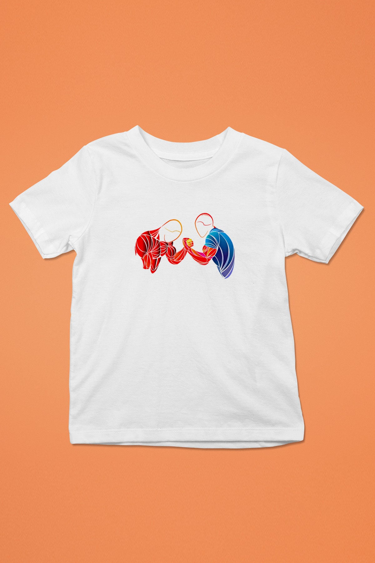 Bilek Güreşi Baskılı Unisex Beyaz Çocuk Tişört - Tshirt