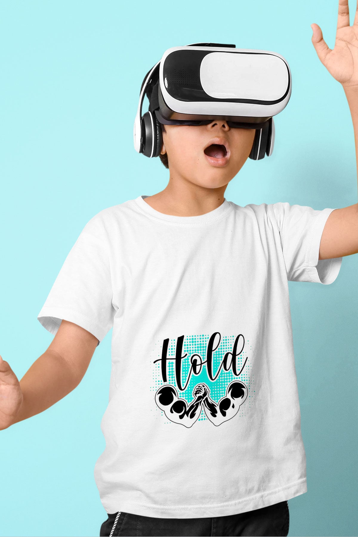 Bilek Güreşi Baskılı Unisex Beyaz Çocuk Tişört - Tshirt