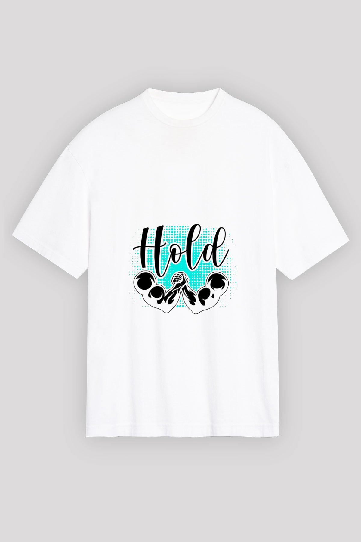 Bilek Güreşi Baskılı Unisex Beyaz Oversize Tişört - Tshirt