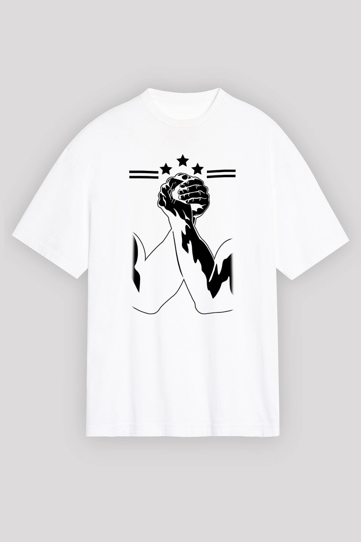 Bilek Güreşi Baskılı Unisex Beyaz Oversize Tişört - Tshirt