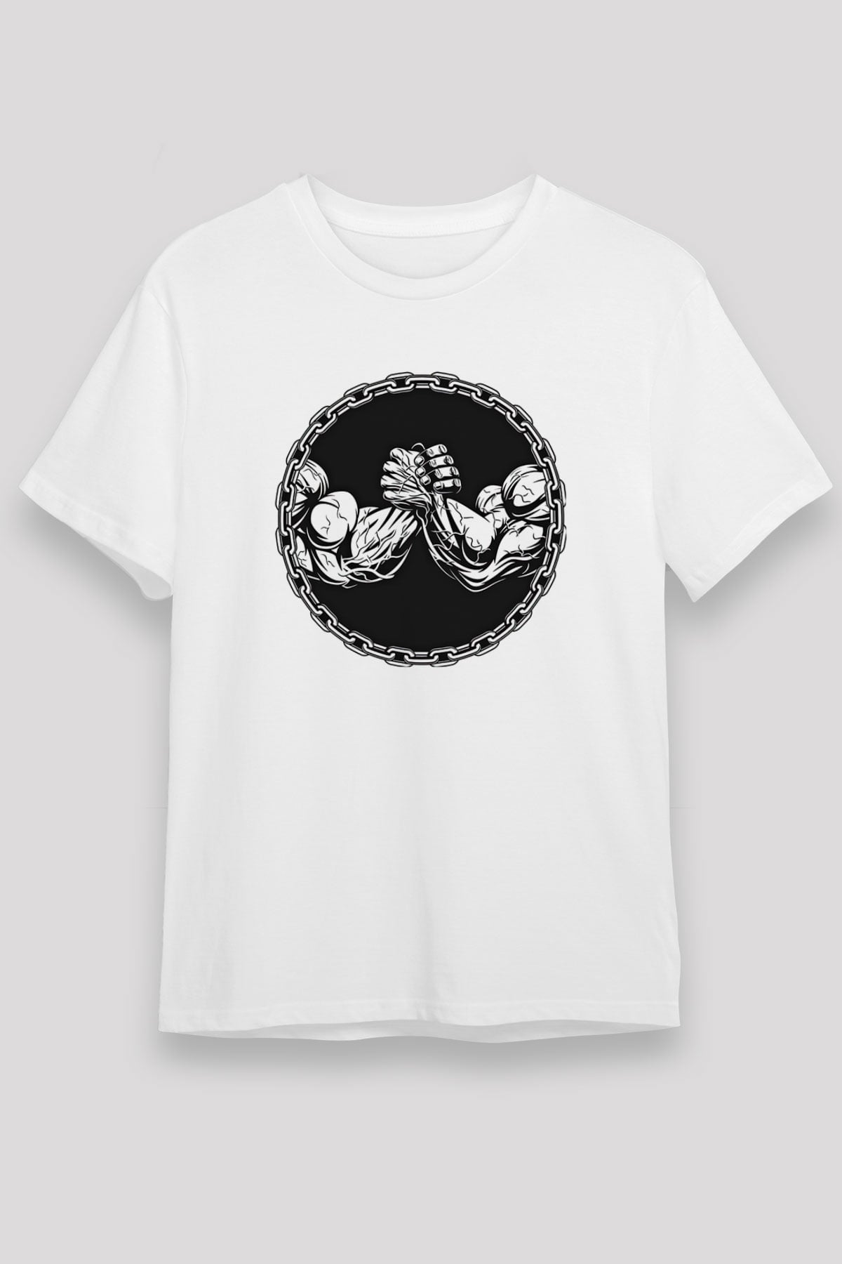 Bilek Güreşi Baskılı Unisex Beyaz Tişört - Tshirt